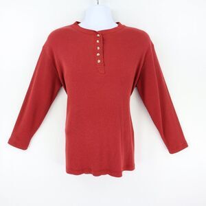 Mountain‎ Lake 1/4 Button Long Sleeve Thermal Shirt Mens L Muted Red Waffle Knit